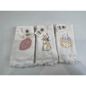 The Rug Barn American Classics Fringe Detail Embroidered Hand Towels - Lot of 3‎